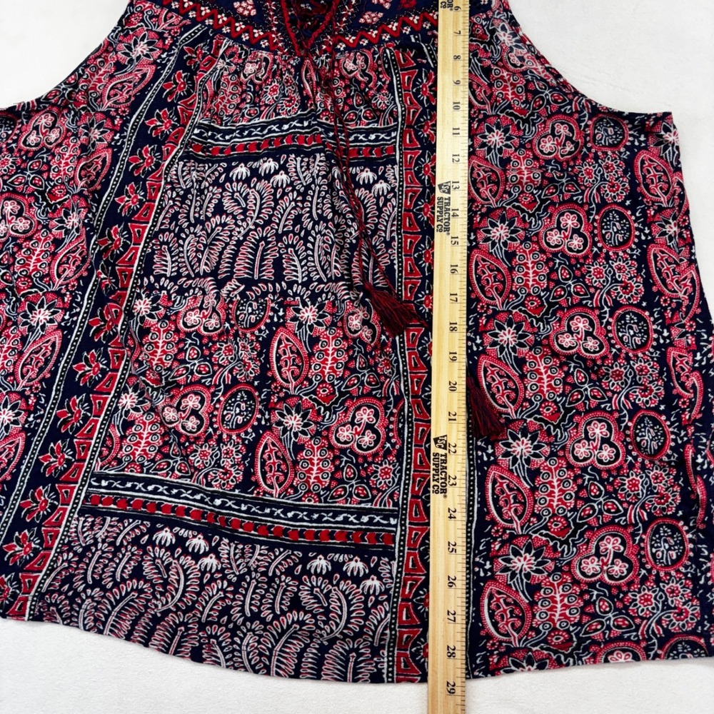 Lucky Brand Tank Top Bundle Women 2X White Navy Boho Embroidered Paisley Tassels - Picture 7 of 11